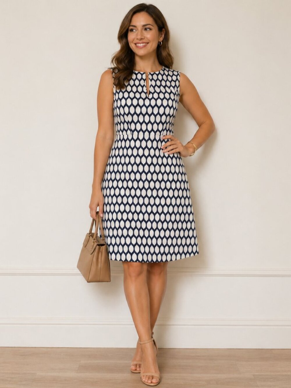 Kate Spade The Emrick Blue Geometric Lemon Print Sleeveless Sheath Dress 4